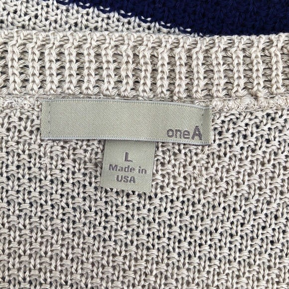 One A Womens Size Large Textured Knit Nautical Striped Sweater Boxy Fit Pullover - Picture 6 of 8